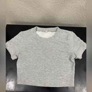 ALO Yoga Heather Gray Crop Baby Tee